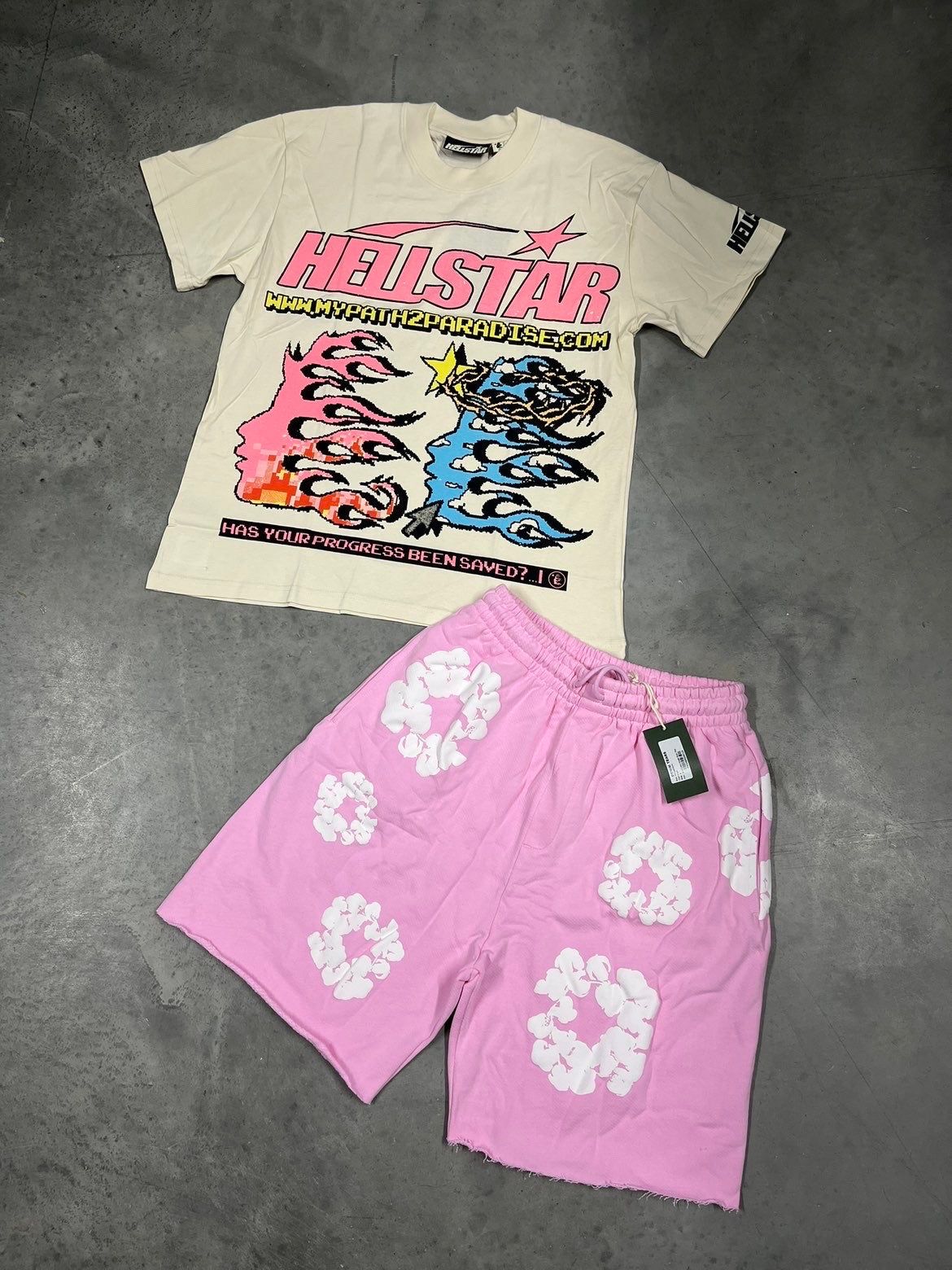 Denim tear x hellstar shorts set