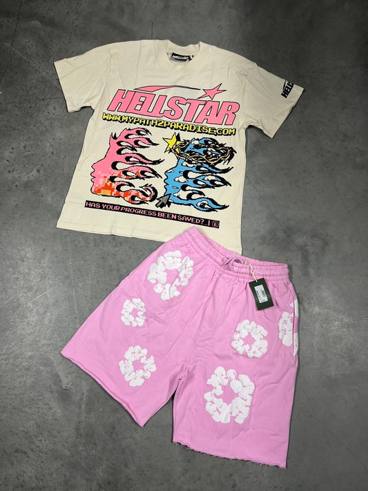 Denim tear x hellstar shorts set